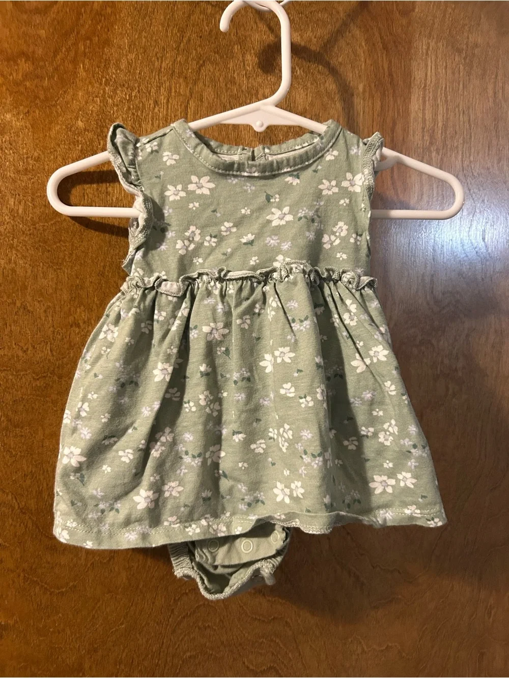 Carter's Sage Green Floral Dress with Onesie Closure
